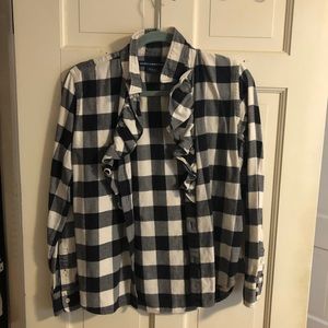 Ralph Lauren Buffalo Check Ruffle button up shirt